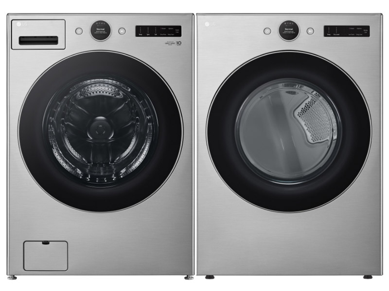 27" LG 5.2 Cu. Ft. Smart Front Load Washer and 7.4 Cu. Ft. Smart Front Load Electric Dryer - WM5500HVA-DLEX5500V