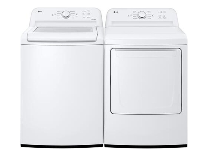 27" LG 4.1 Cu. Ft. Top Load Washer and 7.3 Cu. Ft. Electric Dryer - WT6105CW-DLE6100W-OPEN BOX