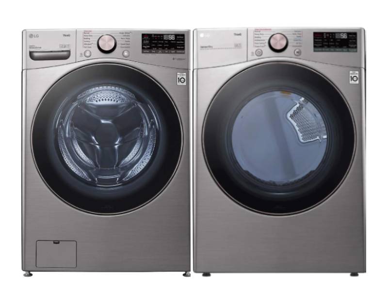 27" LG 5.2 Cu. Ft. Front Load Washer and 7.4 Cu. Ft. Front Load Electric Dryer - WM3850HVA-DLEX3850V-OPEN BOX