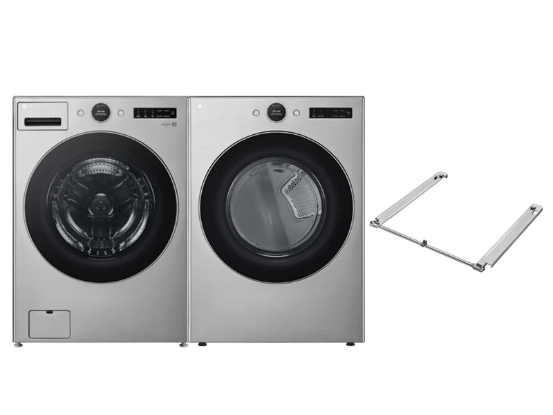27" LG Washer & Dryer Set with stacking Kit - KSTK4-WM5500HVA-DLGX5501V