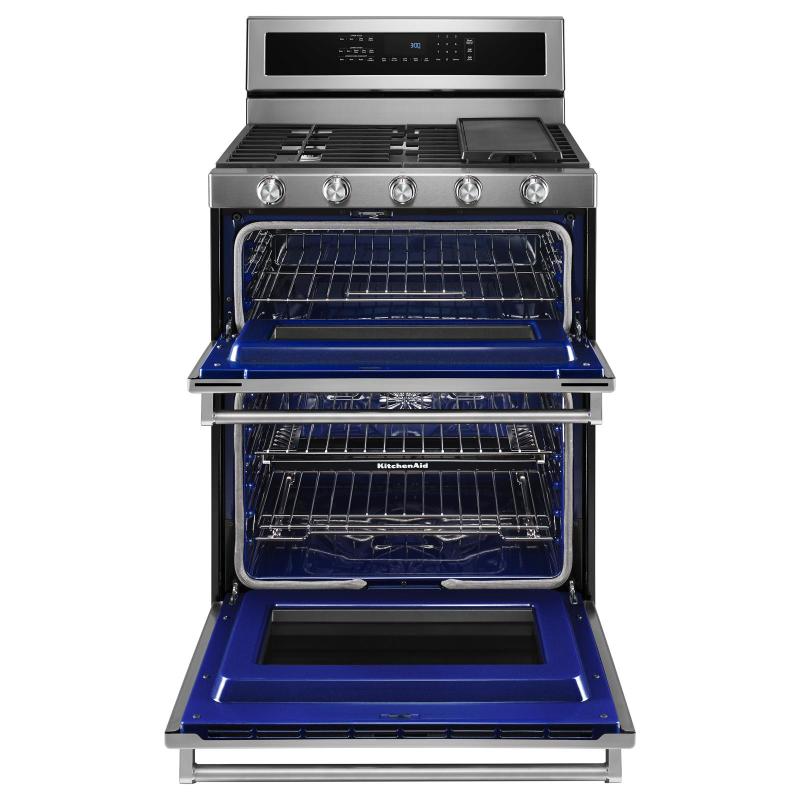 30" KitchenAid 5 Burner Dual Fuel Double Oven Convection Range - KFDD500ESS