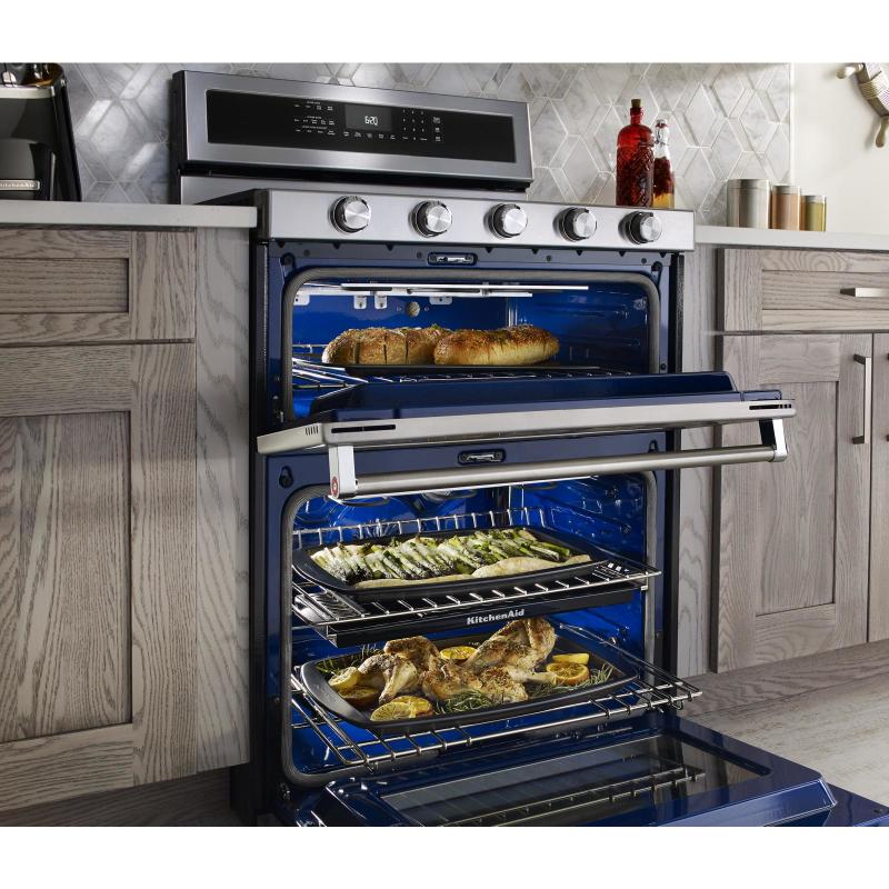 30" KitchenAid 5 Burner Dual Fuel Double Oven Convection Range - KFDD500ESS