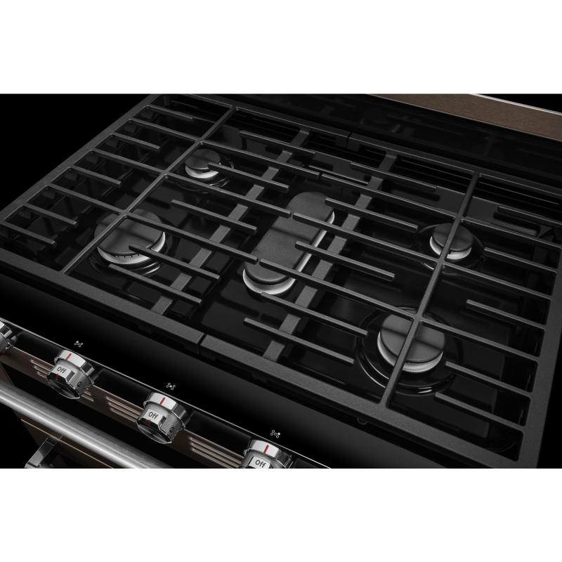 30" KitchenAid 6 Cu. Ft. Double Oven Convection Gas Range With 5 Burner - KFGD500EBS