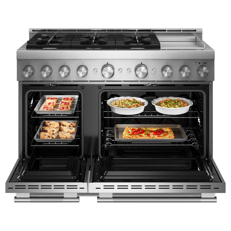48" KitchenAid 6 Burner Commercial-Style Gas Range with Griddle - KFGD948SSS