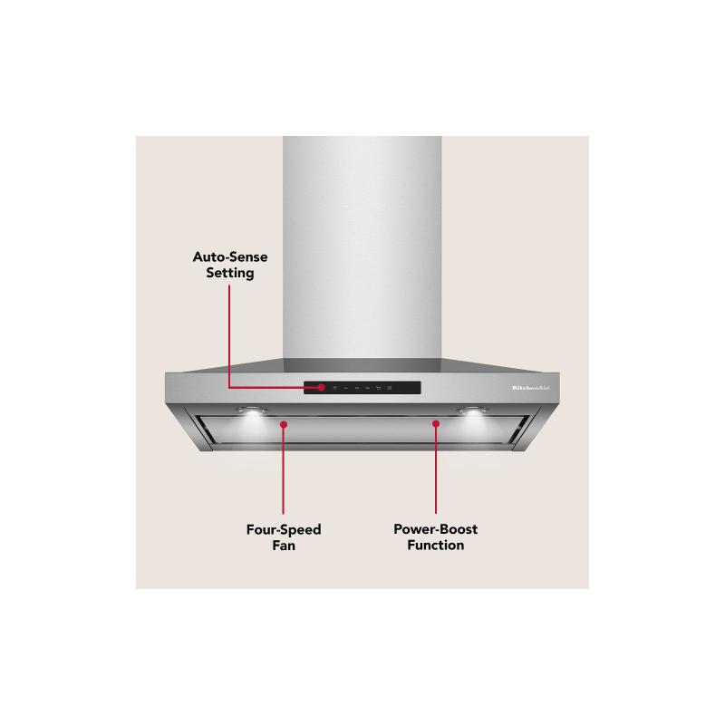 30" KitchenAid Wall-Mount 4-Speed Canopy Hood - KVWC730SSS