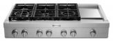 48" KitchenAid 6-Burner Commercial-Style Gas Rangetop with Griddle - KCGC558JSS