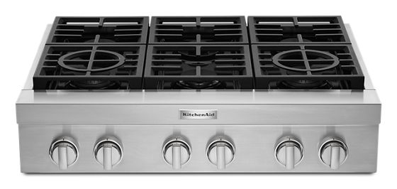 36"  KitchenAid 6-Burner Commercial-Style Gas Rangetop - KCGC506JSS