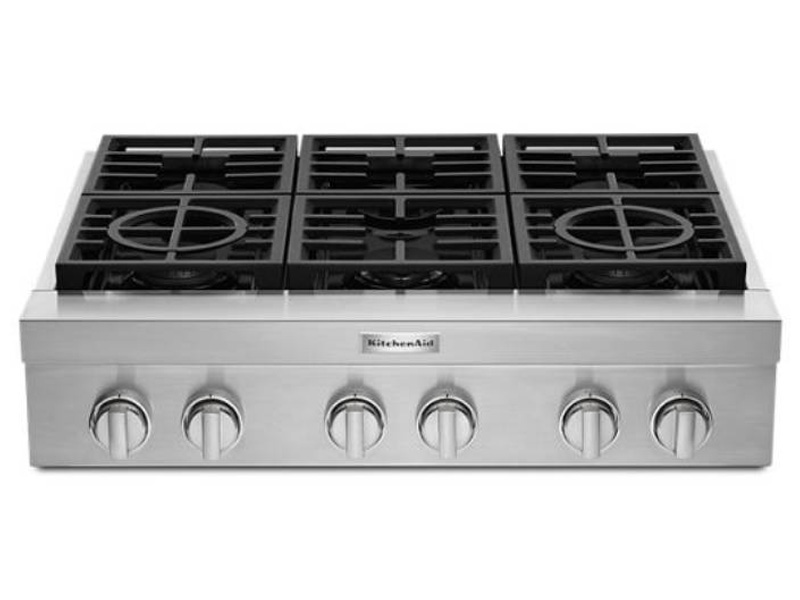 36"  KitchenAid 6-Burner Commercial-Style Gas Rangetop - KCGC506JSS