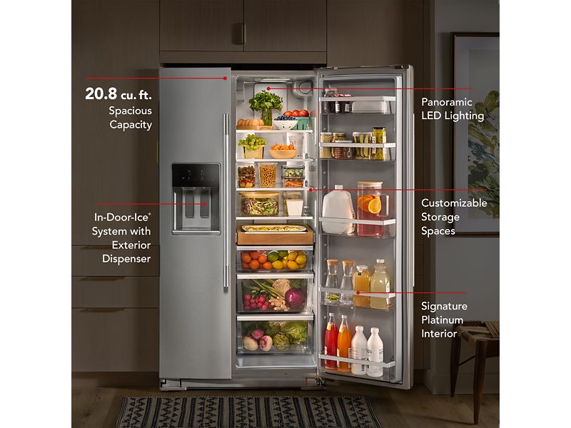 36" KitchenAid 20.8 Cu. Ft. Counter-Depth Side-by-Side Refrigerator - KRSC536RBE