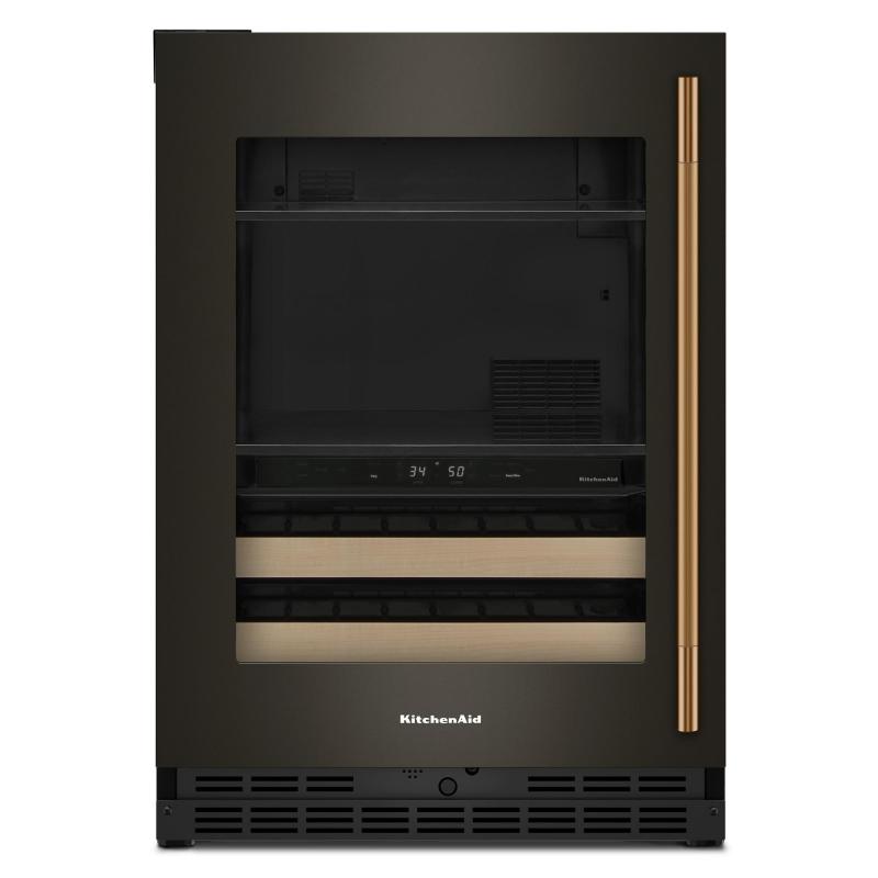 24" KitchenAid Beverage Center with Glass Door and Wood-Front Racks - KUBL524SBE