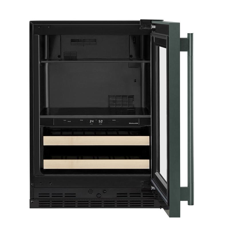 24" KitchenAid Beverage Center with Glass Door and Wood-Front Racks - KUBR524SJP
