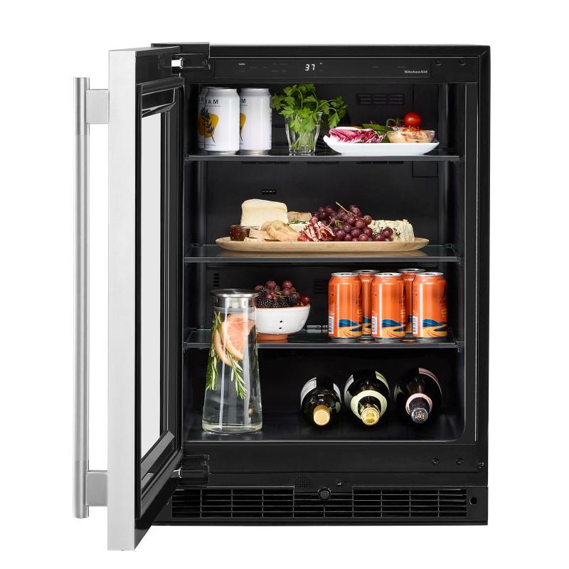 24" KitchenAid Undercounter Refrigerator with Glass Door - KURL324SSB