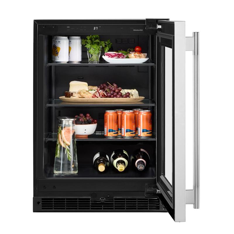 24" KitchenAid Undercounter Refrigerator with Glass Door - KURR324SSB