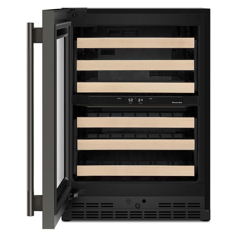 24" KitchenAid Undercounter Wine Cellar with Full-Extension Wood-Front Racks - KUWL524SBE