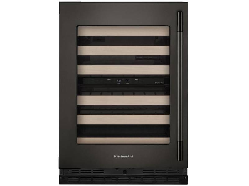 24" KitchenAid Undercounter Wine Cellar with Full-Extension Wood-Front Racks - KUWL524SBE