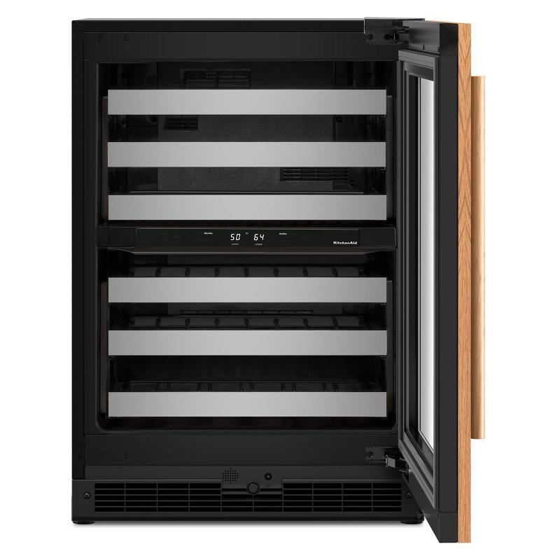 24" KitchenAid Undercounter Wine Cellar with Full-Extension Wood-Front Racks - KUWR324SPA