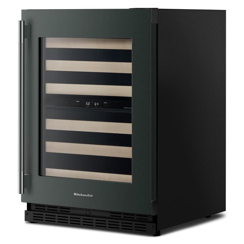 24" KitchenAid Undercounter Wine Cellar with Full-Extension Wood-Front Racks - KUWR524SJP