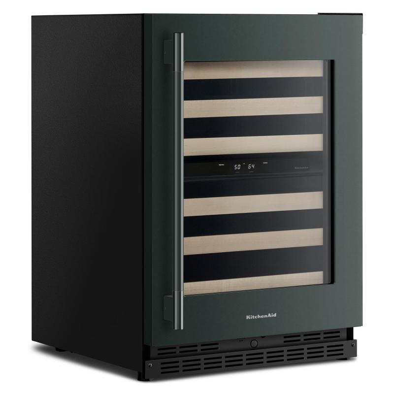 24" KitchenAid Undercounter Wine Cellar with Full-Extension Wood-Front Racks - KUWR524SJP