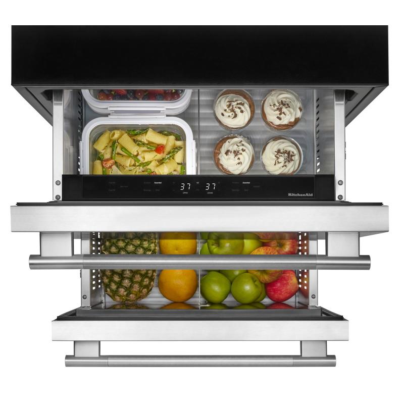 24" KitchenAid Stainless Steel Undercounter Double-Drawer Refrigerator - KURT524SSB