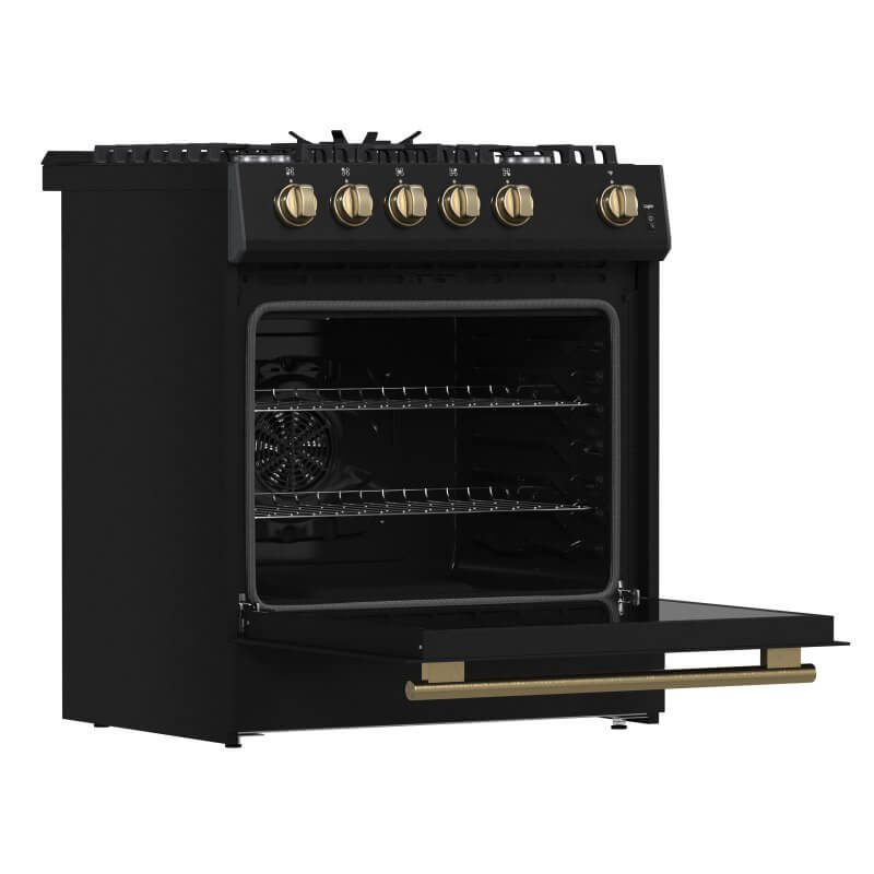 30" Forno Leonardo Espresso Gas Range 5 cu.ft. Convection Oven - FFSGS1116-30BLK