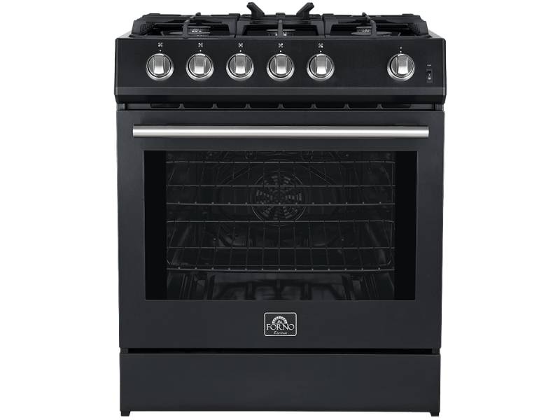 30" Forno Leonardo Espresso Gas Range 5 cu.ft. Convection Oven - FFSGS1116-30BLK