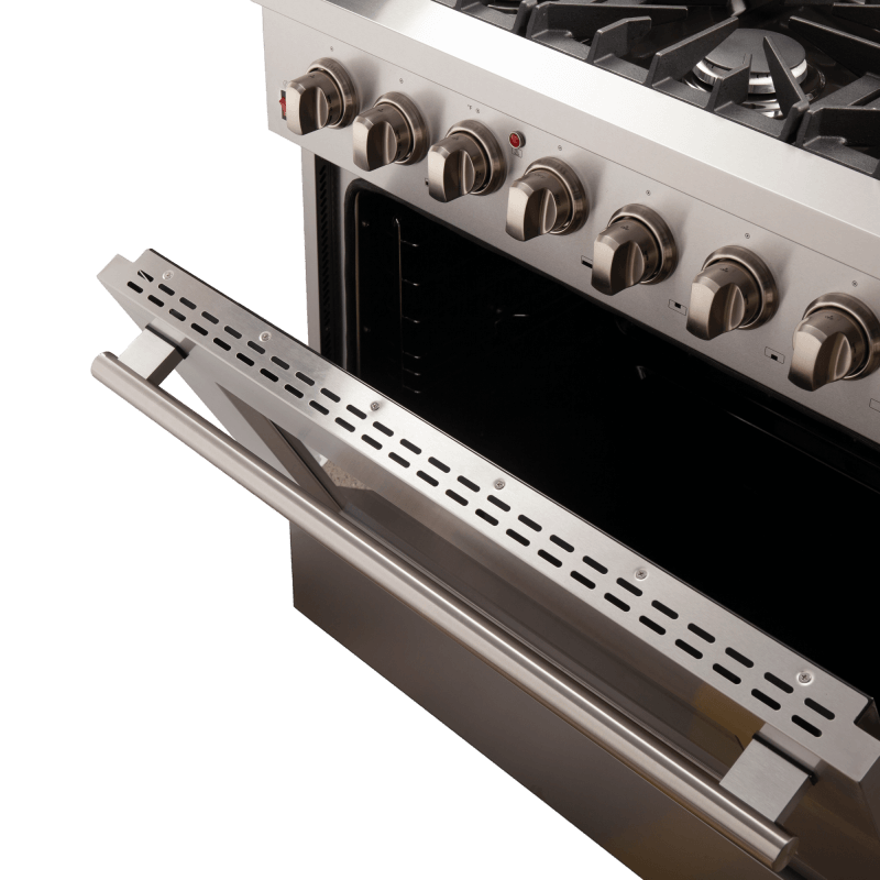 36" Forno Galiano 6 Burners 5.36 cu.ft. True Convection Oven Dual Fuel Range - FFSGS6156-36BLK