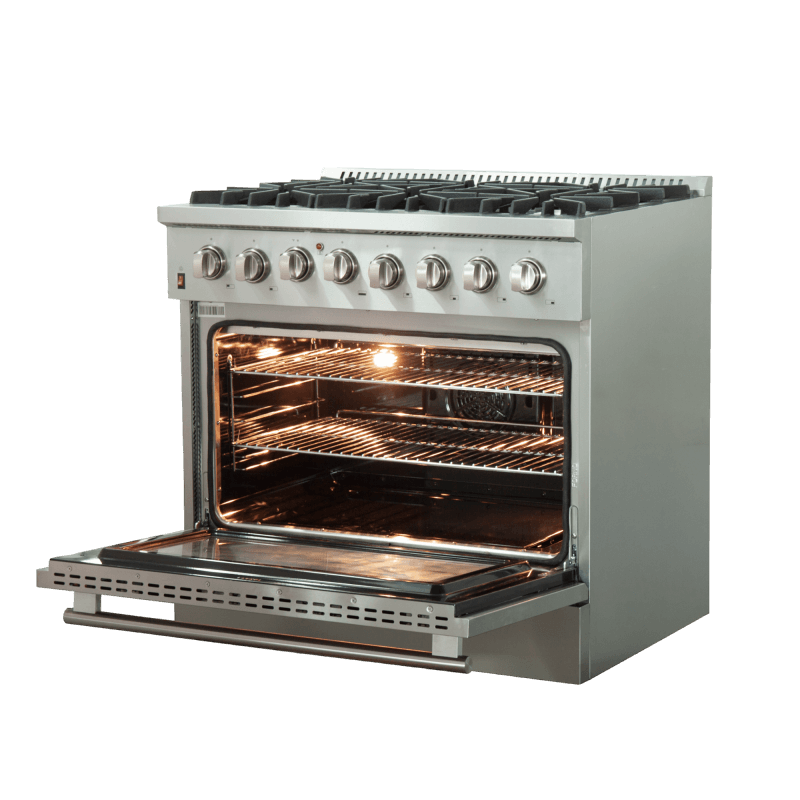 36" Forno Galiano 6 Burners 5.36 cu.ft. True Convection Oven Dual Fuel Range - FFSGS6156-36BLK