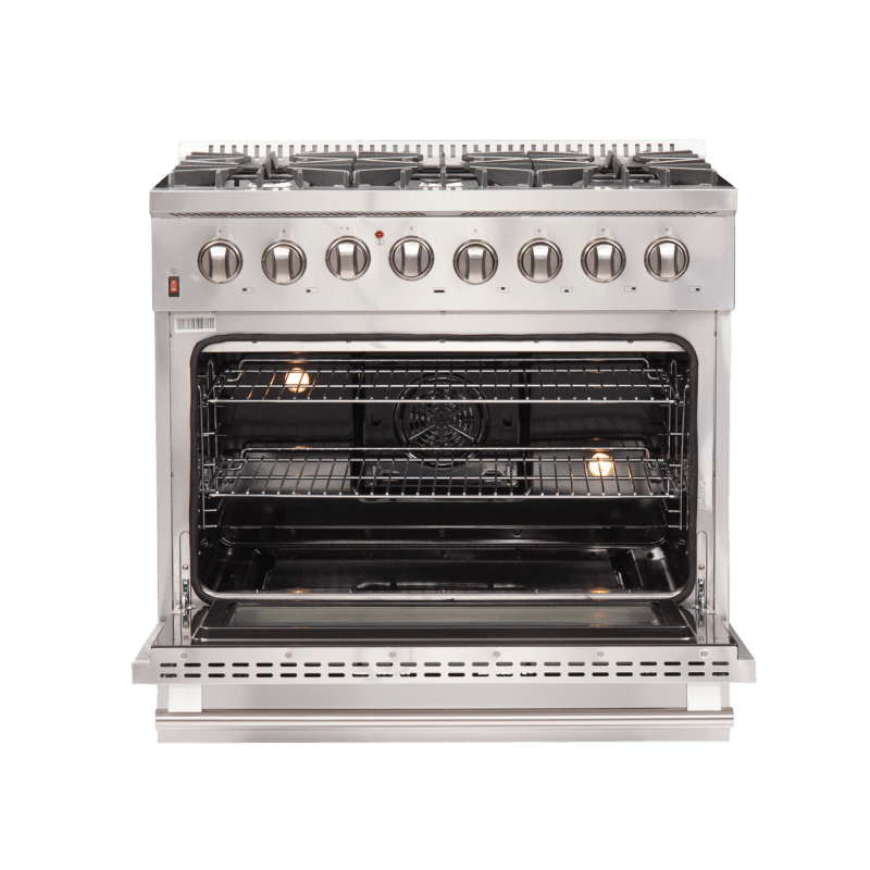 36" Forno Galiano 6 Burners 5.36 cu.ft. True Convection Oven Dual Fuel Range - FFSGS6156-36BLK