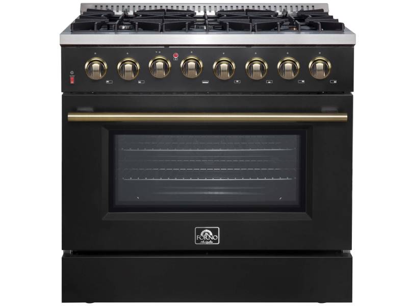 36" Forno Galiano 6 Burners 5.36 cu.ft. True Convection Oven Dual Fuel Range - FFSGS6156-36BLK