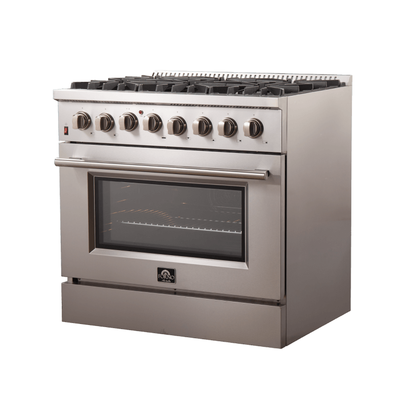 36" Forno Galiano 6 Burners 5.36 cu.ft. True Convection Oven Dual Fuel Range - FFSGS6156-36WHT