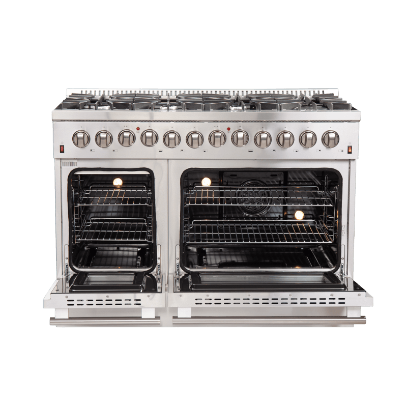 48" Forno Galiano Dual Fuel 6.58 cu.ft. 8 Burners Double Ovens Range - FFSGS6156-48WHT