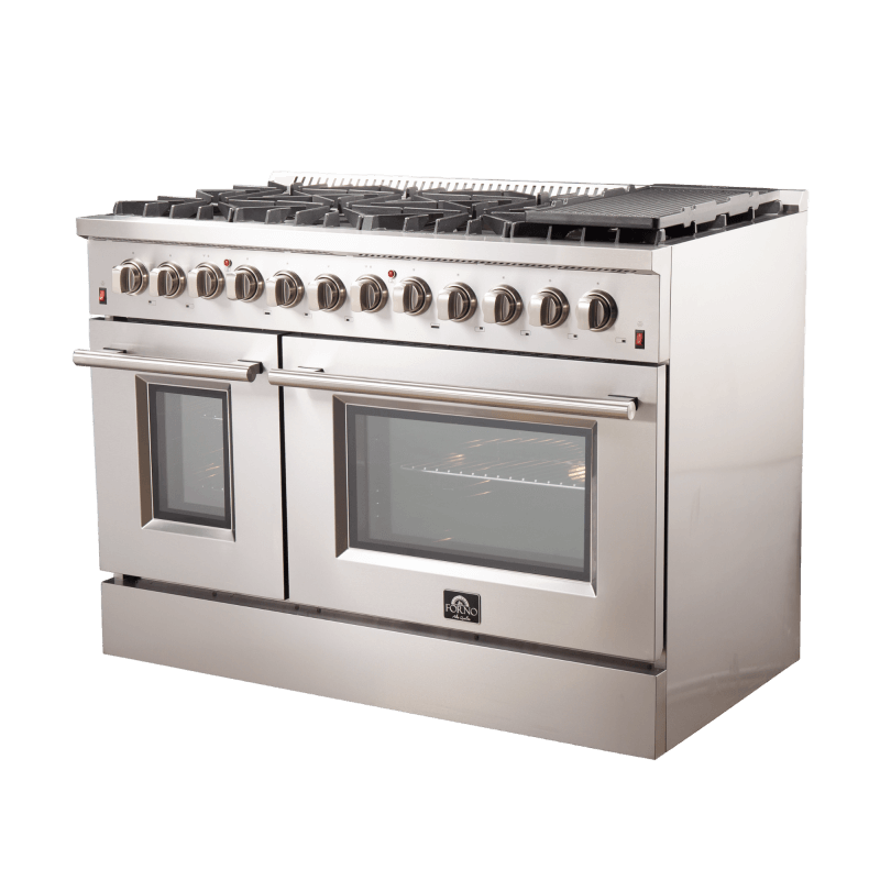 48" Forno Galiano Dual Fuel 6.58 cu.ft. 8 Burners Double Ovens Range - FFSGS6156-48WHT