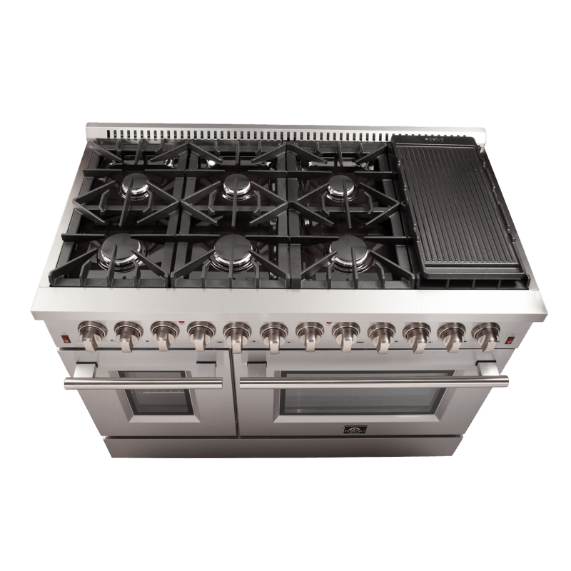 48" Forno Galiano Dual Fuel 6.58 cu.ft. 8 Burners Double Ovens Range - FFSGS6156-48WHT