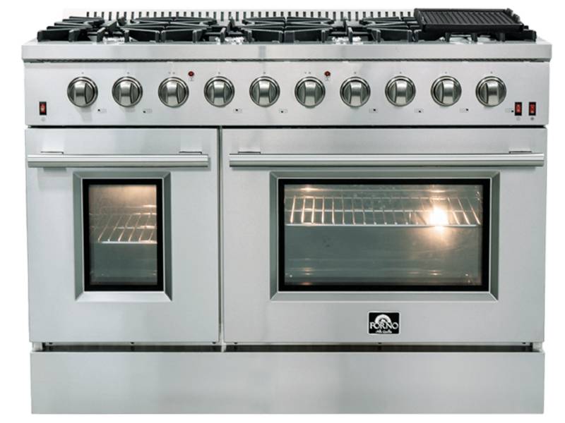 48" Forno Galiano Gas Range 8 Burners Griddle 6.58 cu.ft. Double Ovens - FFSGS6244-48