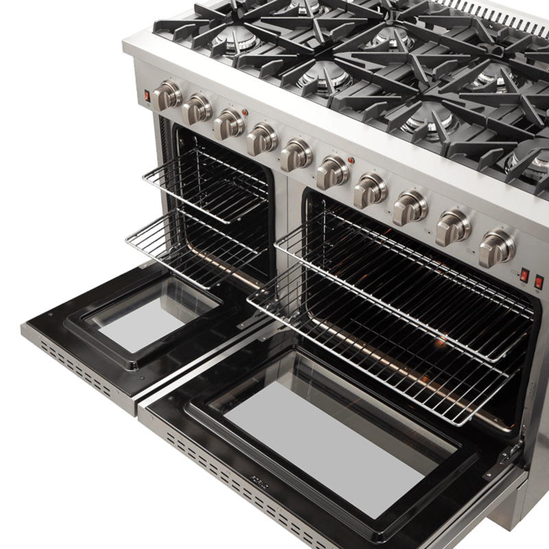 48" Forno Galiano Gas Range 8 Burners Griddle 6.58 cu.ft. Double Ovens - FFSGS6244-48WHT