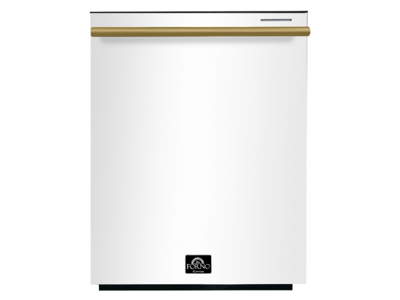 24” Forno Pozzo Dishwasher White With additional Antique Brass handles - FDWBI8067-24WHT