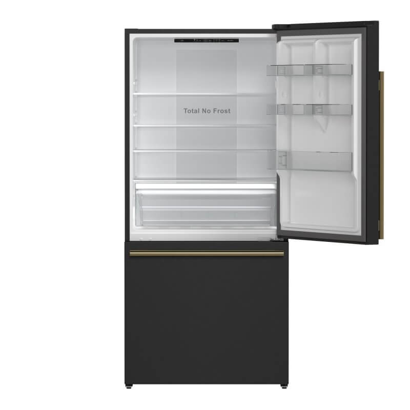 31" Forno Milano Espresso 17.2 cu. ft. Bottom Freezer Right Swing Door Refrigerator - FFFFD1785-31BLK