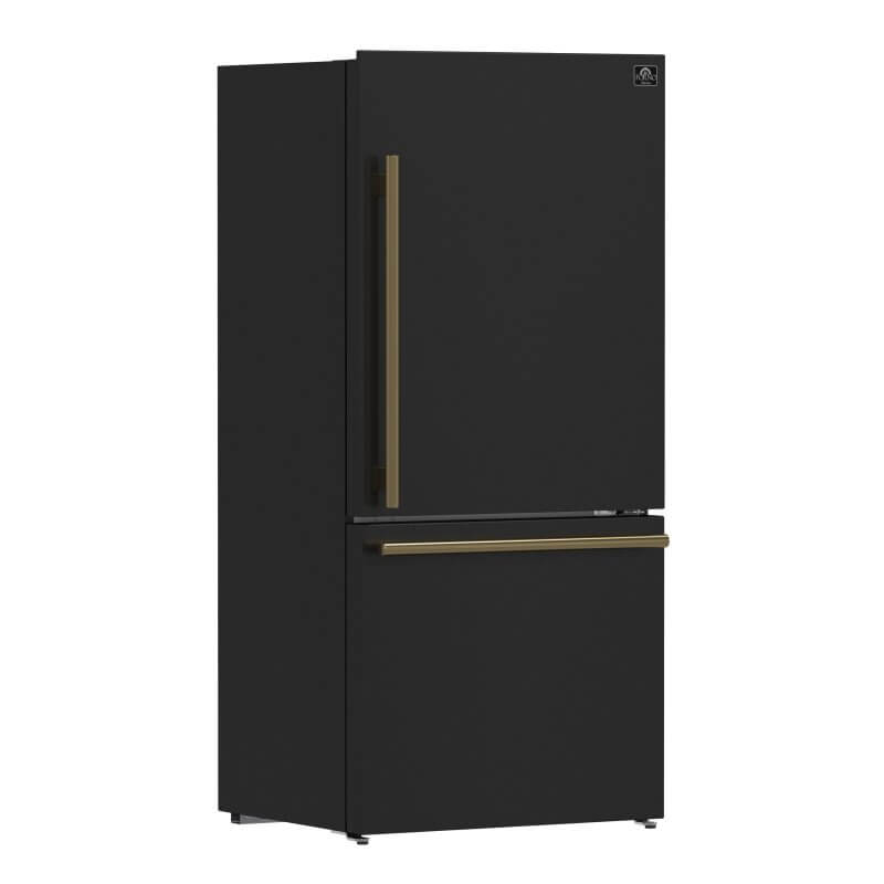 31" Forno Milano Espresso 17.2 cu. ft. Bottom Freezer Right Swing Door Refrigerator - FFFFD1785-31BLK
