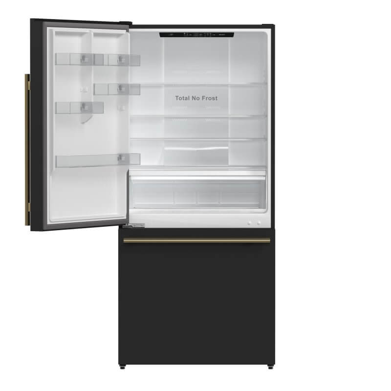 31" Forno Milano Espresso 17.2 Cu. Ft Bottom Freezer Built-In Ice Maker Refrigerator - FFFFD1786-31BLK