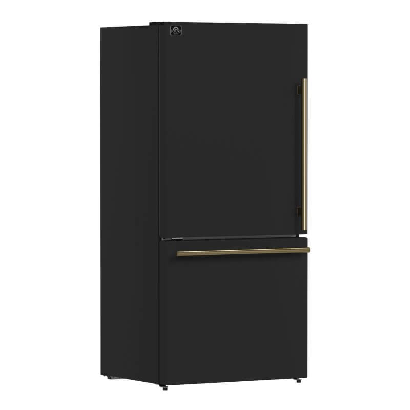 31" Forno Milano Espresso 17.2 Cu. Ft Bottom Freezer Built-In Ice Maker Refrigerator - FFFFD1786-31BLK
