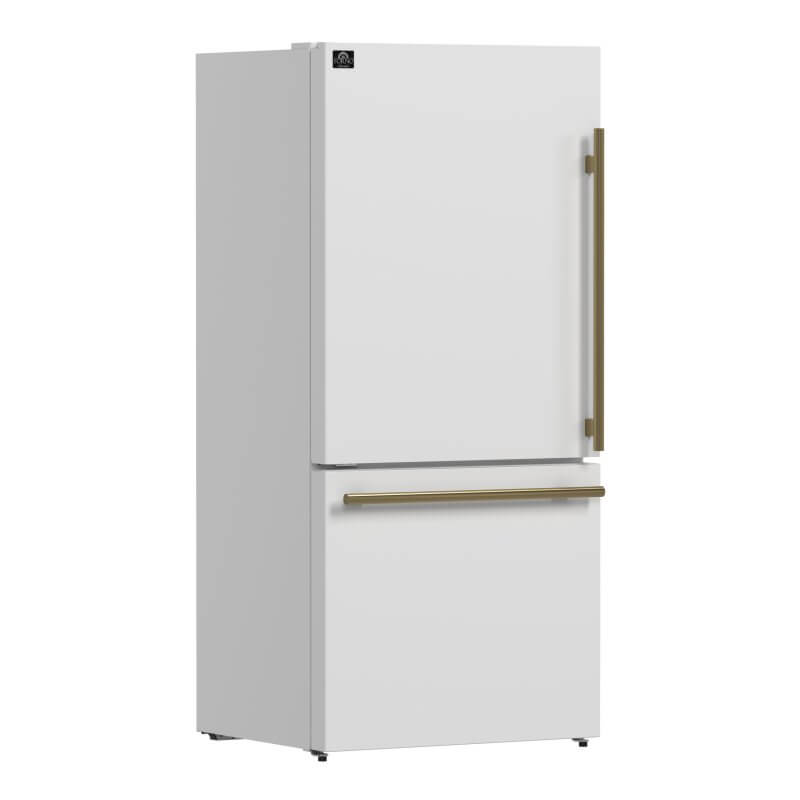31" Forno Milano Espresso 17.2 Cu. Ft Bottom Freezer Built-In Ice Maker Refrigerator - FFFFD1786-31WHT