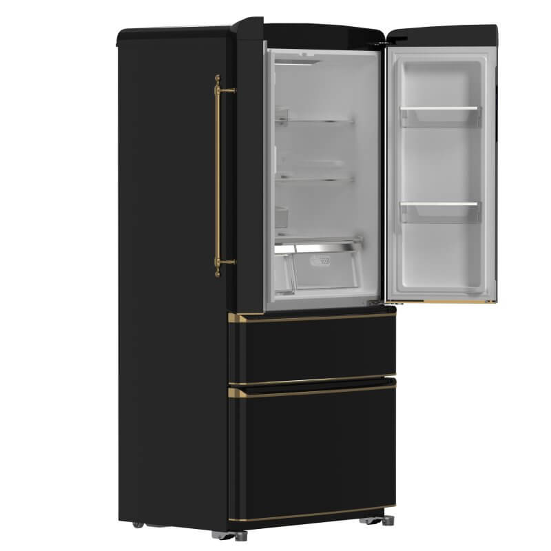 Forno Luigi 18 cu.ft. French Door Refrigerator Black - FFFFD1791-33BLK