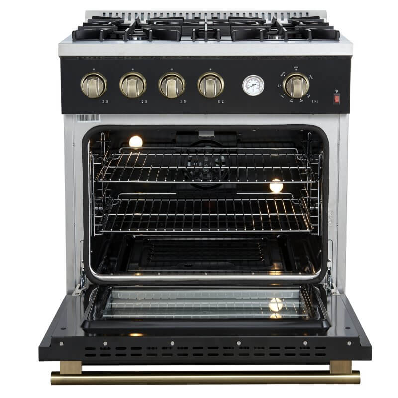 30" Forno Marco 4 Burners 4.32 cu.ft. Convection Oven Gas Range  - FFSGS6277-30BLK