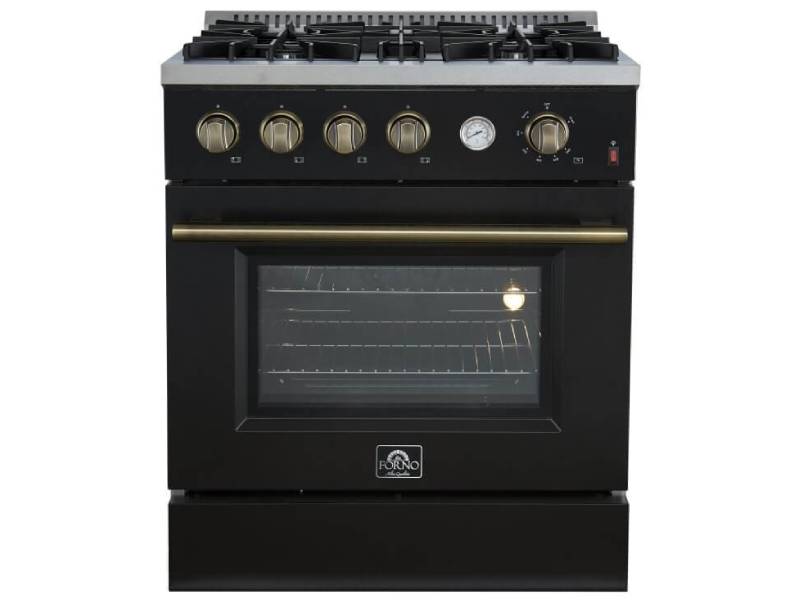 30" Forno Marco 4 Burners 4.32 cu.ft. Convection Oven Gas Range  - FFSGS6277-30BLK