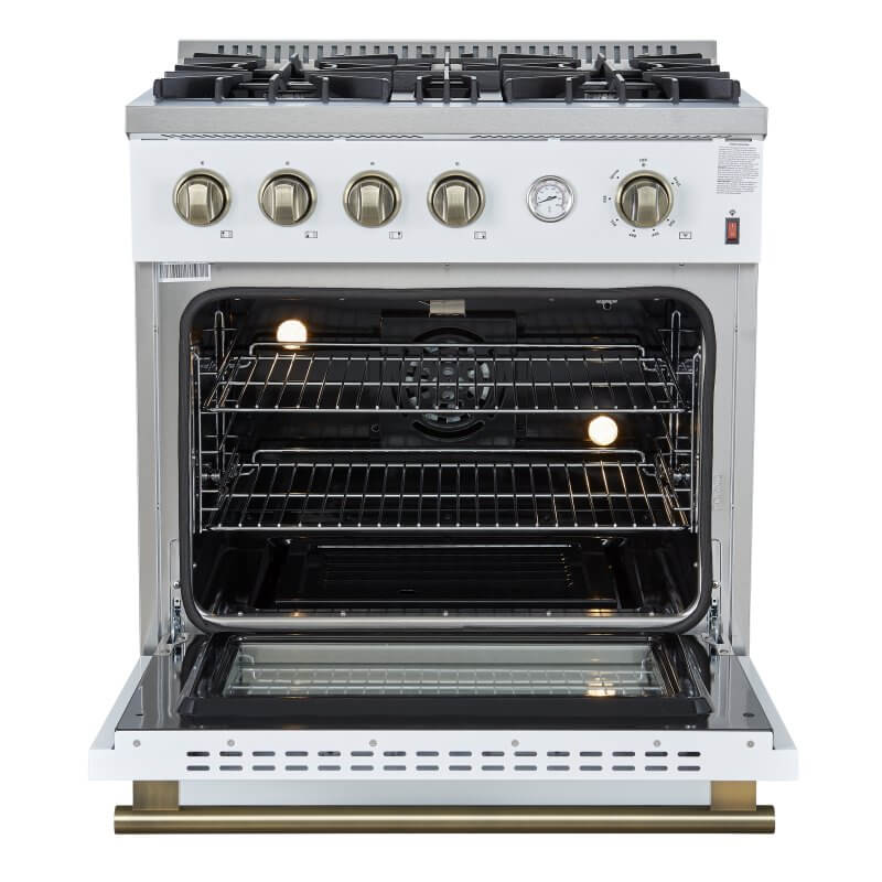 30" Forno Marco 4 Burners 4.32 cu.ft. Convection Oven Gas Range  - FFSGS6277-30WHT
