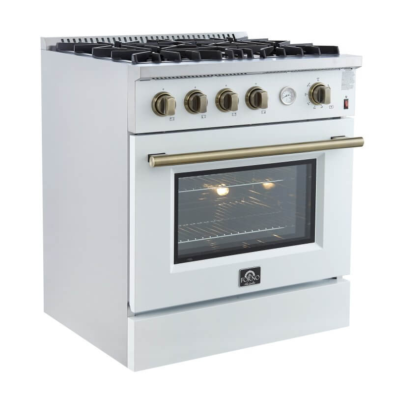 30" Forno Marco 4 Burners 4.32 cu.ft. Convection Oven Gas Range  - FFSGS6277-30WHT