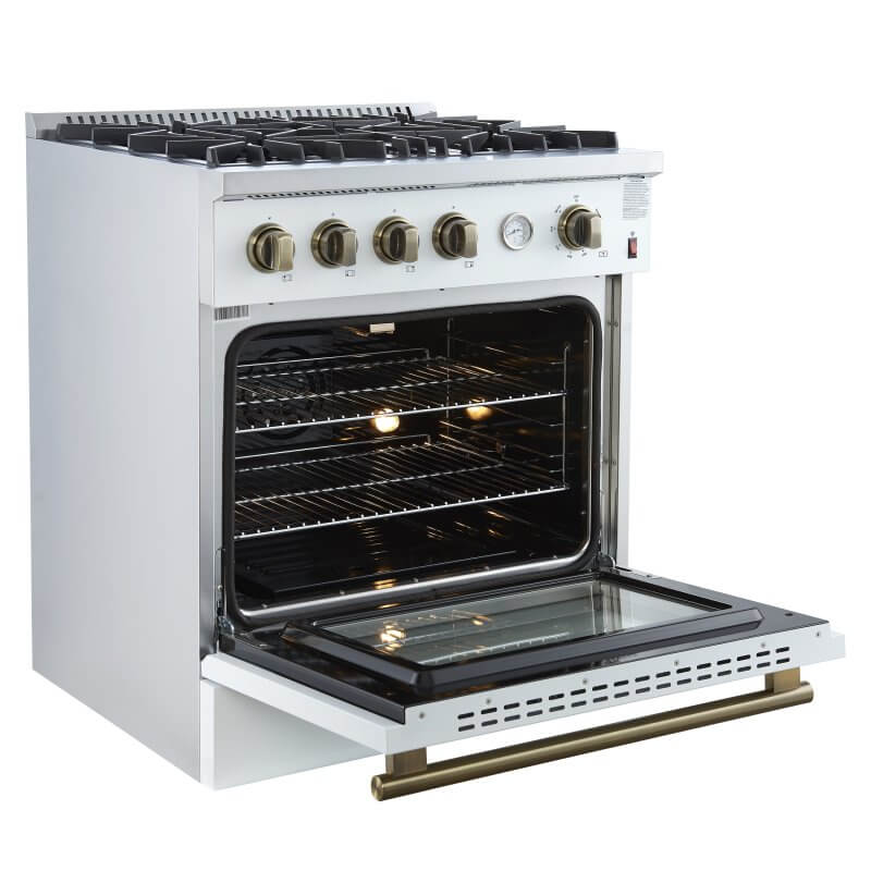 30" Forno Marco 4 Burners 4.32 cu.ft. Convection Oven Gas Range  - FFSGS6277-30WHT