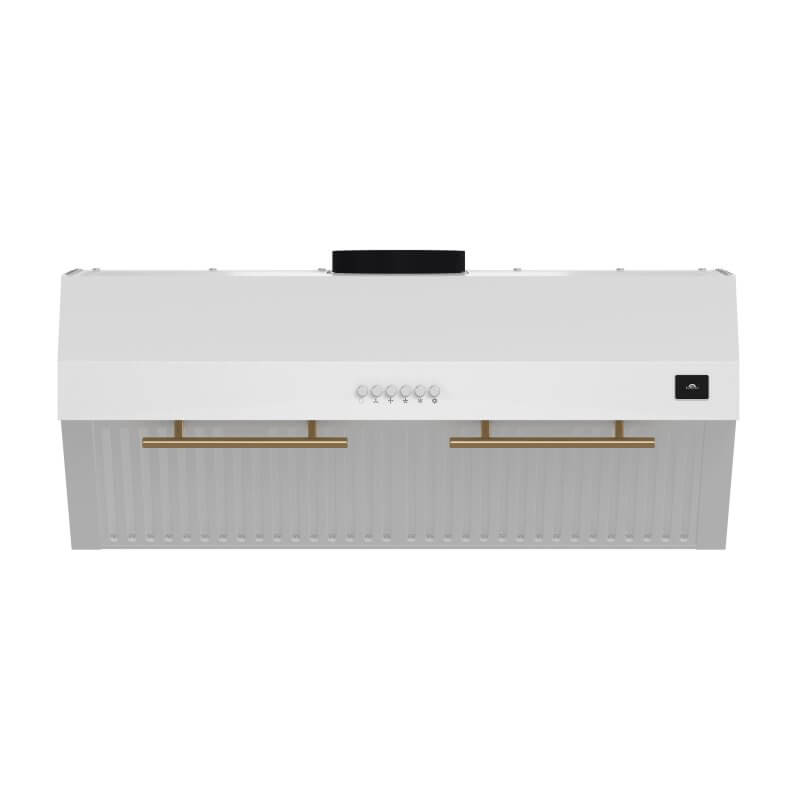 30″ Forno Bari Espresso Under Cabinet in White 400CFM Range Hood with additional Brass Filter Handles - FRHUC5255-30WHT