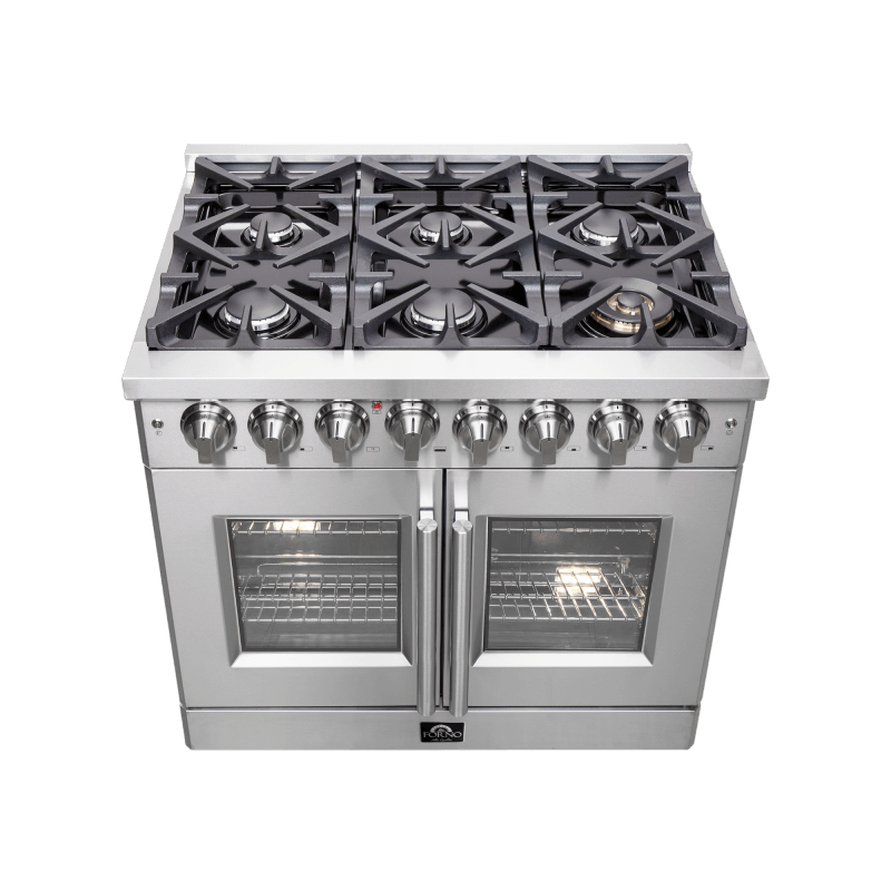 36″ FORNO Massimo Freestanding French Door Dual Fuel Range - FFSGS6325-36
