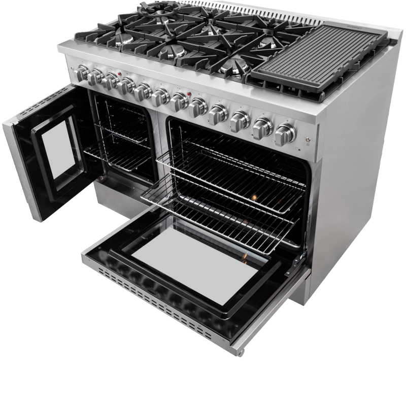 48" Forno Galiano French Door Dual Fuel Range with 6.58 Cu.Ft. Double Ovens in Stainless Steel - FFSGS6356-48